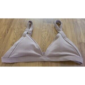 Double Zero Women’s Size M Mocha Brown Ribbed Bikini Top Adjustable Straps